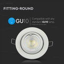 GU10 recessed frame/fixture, round, adjustable light direction, Ø100X45mm, recessed Ø90mm, white, V-TAC