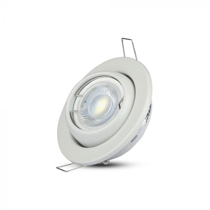 GU10 recessed frame/fixture, round, adjustable light direction, Ø100X45mm, recessed Ø90mm, white, V-TAC