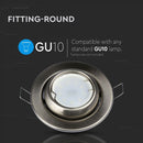 GU10 recessed frame/fixture, round, adjustable light direction, Ø100X45mm, recessed Ø90mm, satin nickel, V-TAC