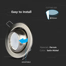 GU10 recessed frame/fixture, round, adjustable light direction, Ø100X45mm, recessed Ø90mm, satin nickel, V-TAC