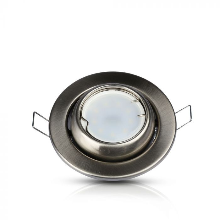GU10 recessed frame/fixture, round, adjustable light direction, Ø100X45mm, recessed Ø90mm, satin nickel, V-TAC