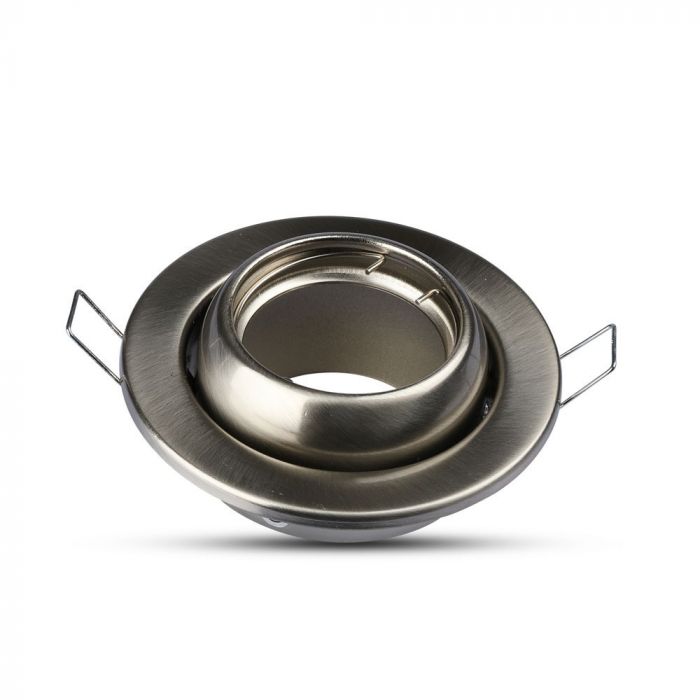 GU10 recessed frame/fixture, round, adjustable light direction, Ø100X45mm, recessed Ø90mm, satin nickel, V-TAC