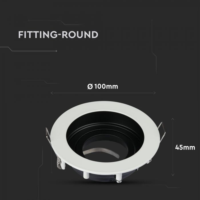 GU10 built-in frame/fixture, round shape, white, V-TAC