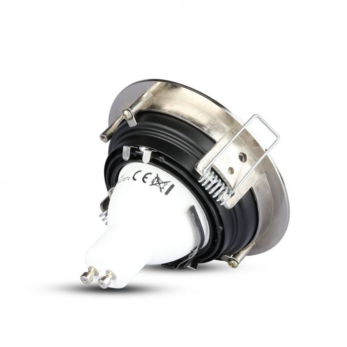 GU10 recessed frame/fixture, round, adjustable light direction, Ø100X45mm, recessed Ø90mm, satin nickel, V-TAC