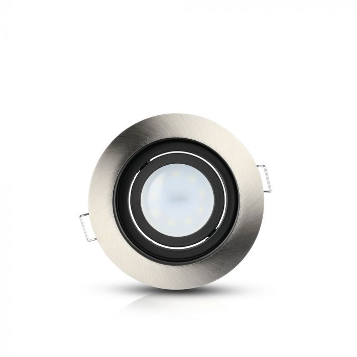 GU10 recessed frame/fixture, round, adjustable light direction, Ø100X45mm, recessed Ø90mm, satin nickel, V-TAC