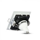GU10 recessed frame/fixture, square, adjustable light direction, 100x100X38mm, recessed. size 90x90mm, white/black, V-TAC