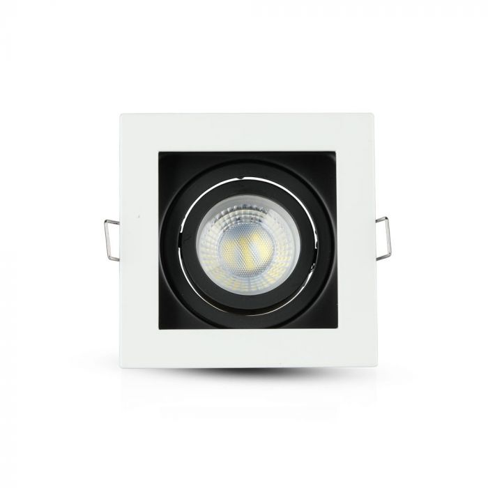 GU10 recessed frame/fixture, square, adjustable light direction, 100x100X38mm, recessed. size 90x90mm, white/black, V-TAC