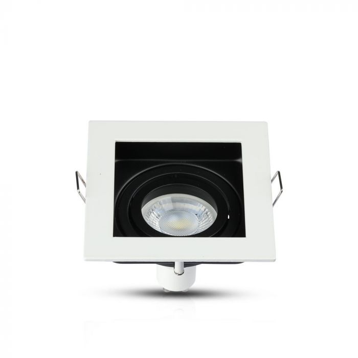 GU10 recessed frame/fixture, square, adjustable light direction, 100x100X38mm, recessed. size 90x90mm, white/black, V-TAC