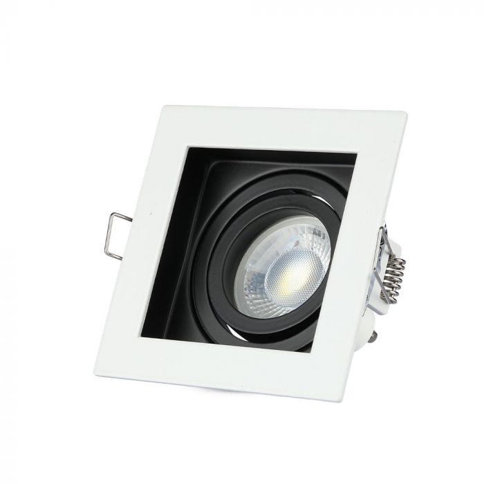 GU10 recessed frame/fixture, square, adjustable light direction, 100x100X38mm, recessed. size 90x90mm, white/black, V-TAC
