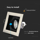 GU10 recessed frame/fixture, square, adjustable light direction, 100x100X38mm, recessed. size 90x90mm, satin nickel, V-TAC