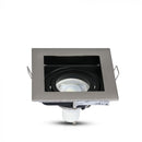 GU10 recessed frame/fixture, square, adjustable light direction, 100x100X38mm, recessed. size 90x90mm, satin nickel, V-TAC