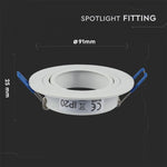 GU11 recessed frame/fixture, round, adjustable light direction, Ø91X25mm, recessed. Ø75mm, white, V-TAC