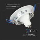 GU11 recessed frame/fixture, round, adjustable light direction, Ø91X25mm, recessed. Ø75mm, white, V-TAC