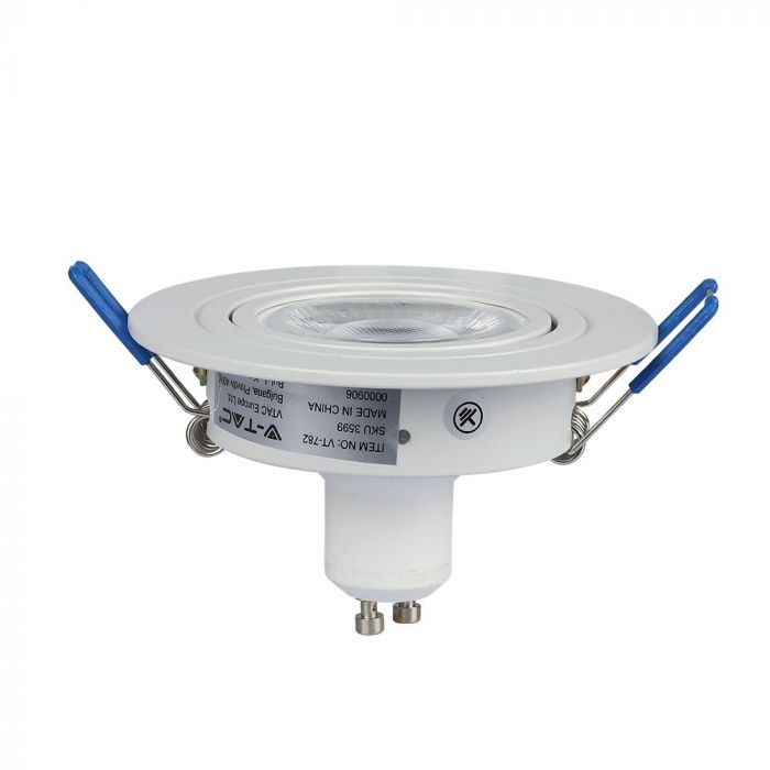 GU11 recessed frame/fixture, round, adjustable light direction, Ø91X25mm, recessed. Ø75mm, white, V-TAC