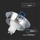 GU10 recessed frame/fixture, round, adjustable light direction, Ø91X25mm, recessed. Ø75mm, brushed aluminium, V-TAC