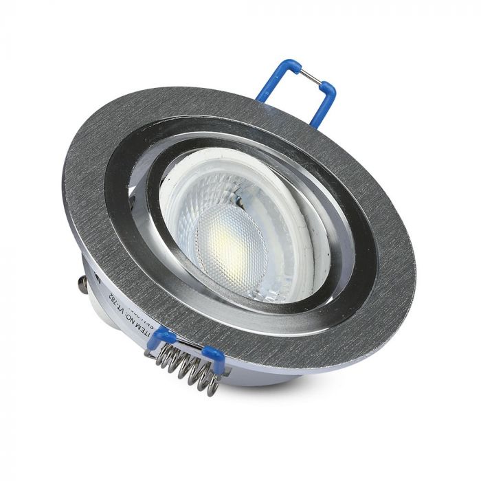 GU10 recessed frame/fixture, round, adjustable light direction, Ø91X25mm, recessed. Ø75mm, brushed aluminium, V-TAC