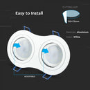 Встраиваемая рамка/ светильник GU10 на 2 лампочки, круглая форма, регулируемое направление света, 173X91 мм, размер встраивания 155x75 мм размер 155x75 мм, белый, V-TAC