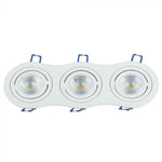 GU10 recessed frame/fixture for 3 bulbs, round shape, adjustable light direction, 255X91mm, recessed 235x75mm, white, V-TAC