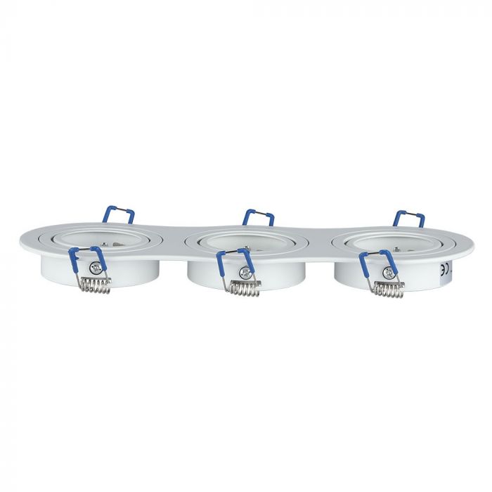 GU10 recessed frame/fixture for 3 bulbs, round shape, adjustable light direction, 255X91mm, recessed 235x75mm, white, V-TAC