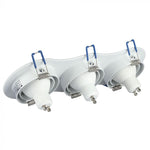 GU10 recessed frame/fixture for 3 bulbs, round shape, adjustable light direction, 255X91mm, recessed 235x75mm, white, V-TAC