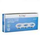 GU10 infälld ram/armatur för 3 glödlampor, rund form, justerbar ljusriktning, 255X91mm, infälld 235x75mm, vit, V-TAC