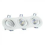 GU10 recessed frame/fixture for 3 bulbs, round shape, adjustable light direction, 255X91mm, recessed 235x75mm, white, V-TAC
