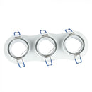 GU10 infälld ram/armatur för 3 glödlampor, rund form, justerbar ljusriktning, 255X91mm, infälld 235x75mm, vit, V-TAC