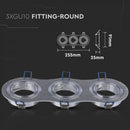 GU10 iebūvējams karkass/armatūra 3 spuldzēm, apaļas formas, regulējams apgaismojuma virziens, 255X91mm, iebūv. izm.235x75mm,  matēts alumīnijs, V-TAC