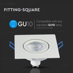 GU10 recessed frame/fixture, square, adjustable light direction, 91X91x25mm, recessed. Ø75mm, white, V-TAC