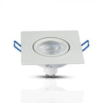 GU10 recessed frame/fixture, square, adjustable light direction, 91X91x25mm, recessed. Ø75mm, white, V-TAC