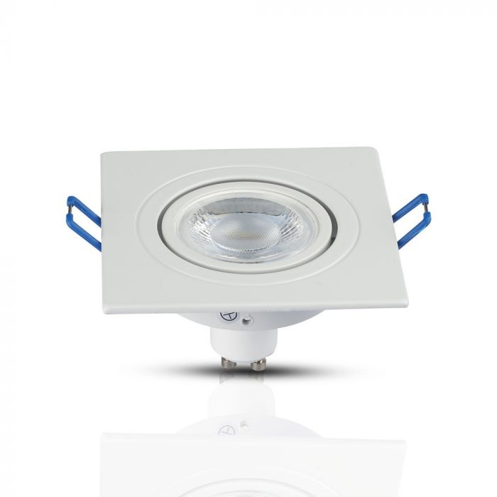 GU10 recessed frame/fixture, square, adjustable light direction, 91X91x25mm, recessed. Ø75mm, white, V-TAC