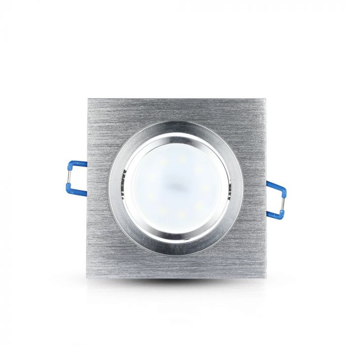 GU10 recessed frame/fixture, square, adjustable light direction, 91X91x25mm, recessed. Ø75mm, brushed aluminium, V-TAC