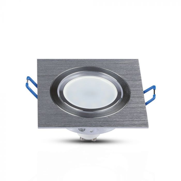 GU10 recessed frame/fixture, square, adjustable light direction, 91X91x25mm, recessed. Ø75mm, brushed aluminium, V-TAC
