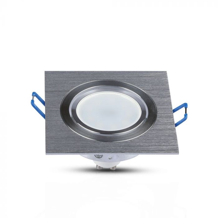 Встраиваемая рамка/светильник GU10, узкий угол, квадрат, матовый алюминий, V-TAC