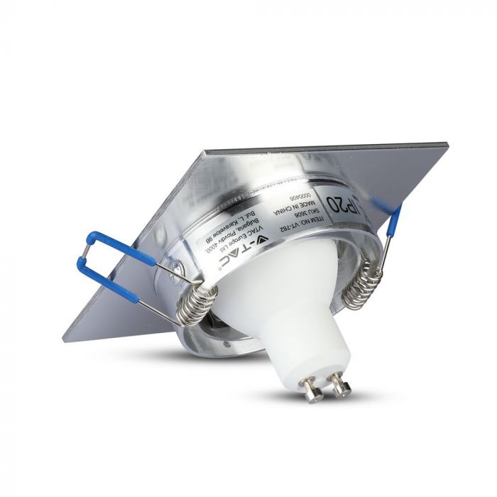GU10 recessed frame/fixture, square, adjustable light direction, 91X91x25mm, recessed. Ø75mm, brushed aluminium, V-TAC