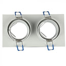 GU10 infälld ram/armatur för 2 glödlampor, kvadratisk form, justerbar ljusriktning, 173X91x25mm, infälld. 155x75mm, vit, V-TAC