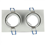 GU10 infälld ram/armatur för 2 glödlampor, kvadratisk form, justerbar ljusriktning, 173X91x25mm, infälld. 155x75mm, vit, V-TAC