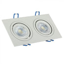 GU10 infälld ram/armatur för 2 glödlampor, kvadratisk form, justerbar ljusriktning, 173X91x25mm, infälld. 155x75mm, vit, V-TAC