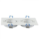 GU10 infälld ram/armatur för 2 glödlampor, kvadratisk form, justerbar ljusriktning, 173X91x25mm, infälld. 155x75mm, vit, V-TAC