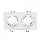 GU10 infälld ram/armatur för 2 glödlampor, kvadratisk form, justerbar ljusriktning, 173X91x25mm, infälld. 155x75mm, vit, V-TAC