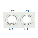 GU10 infälld ram/armatur för 2 glödlampor, kvadratisk form, justerbar ljusriktning, 173X91x25mm, infälld. 155x75mm, vit, V-TAC