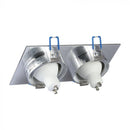 Встраиваемая рамка/ светильник GU10 на 2 лампочки, квадратная форма, регулируемое направление света, 173X91x25 мм, встраив. 155x75 мм, матовый алюминий, V-TAC