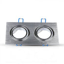 Встраиваемая рамка/ светильник GU10 на 2 лампочки, квадратная форма, регулируемое направление света, 173X91x25 мм, встраив. 155x75 мм, матовый алюминий, V-TAC