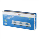 GU10 infälld ram/armatur för 3 glödlampor, kvadratisk form, justerbar ljusriktning, 255X91x25mm, infälld. 235x75mm, vit, V-TAC