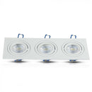 GU10 infälld ram/armatur för 3 glödlampor, kvadratisk form, justerbar ljusriktning, 255X91x25mm, infälld. 235x75mm, vit, V-TAC