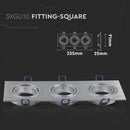 GU10 infälld ram/armatur för 3 glödlampor, kvadratisk form, justerbar ljusriktning, 255X91x25mm, infälld. 235x75mm, borstad aluminium, V-TAC