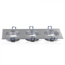 GU10 infälld ram/armatur för 3 glödlampor, kvadratisk form, justerbar ljusriktning, 255X91x25mm, infälld. 235x75mm, borstad aluminium, V-TAC