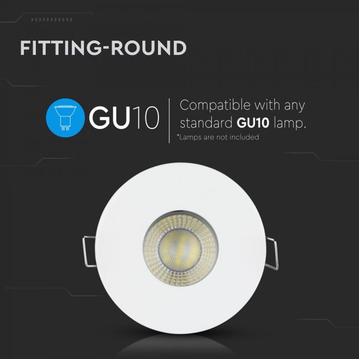 GU10 recessed frame/fixture, round, adjustable light direction, Ø88X38mm, recessed. Ø75mm, white, V-TAC