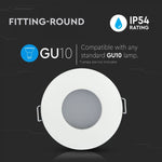 GU10 recessed frame/fixture, round, IP54, Ø84x38mm, recessed. Dimm. Ø75mm, white, V-TAC
