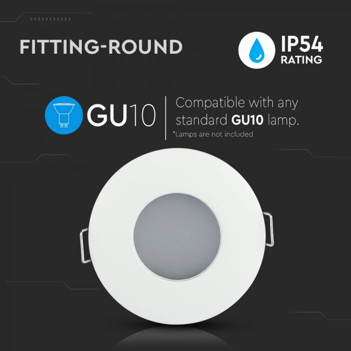 GU10 built-in frame/fixture, round shape, IP54, white, V-TAC